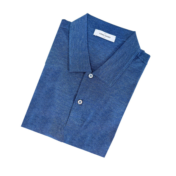 Gran Sasso Cotton Short Sleeve Hairline Stripe Polo Shirt