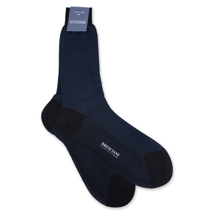 Bresciani Navy:Blue Dogtooth Socks 1