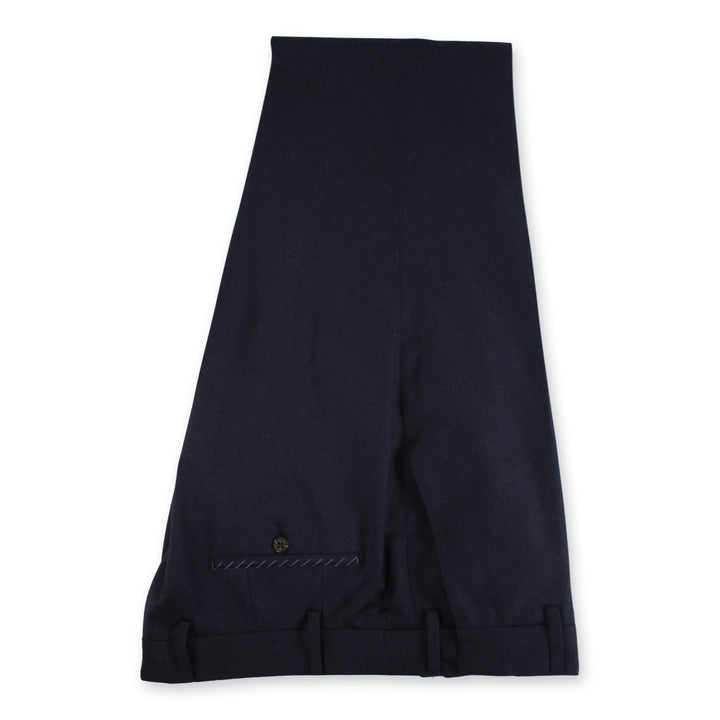 Corneliani Navy Flannel Adjustable Waist Trousers. 1 jpg