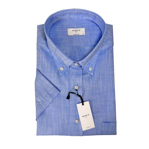Light Blue Linen Shirt - Short Sleeve - Eton