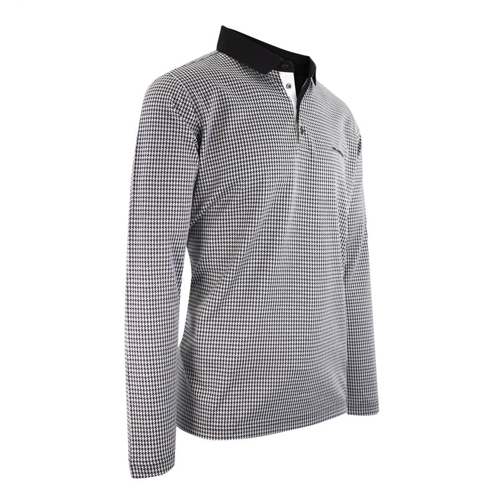 Karl-Lagerfeld-Black-White-Dogtooth-Polo- L:S-3