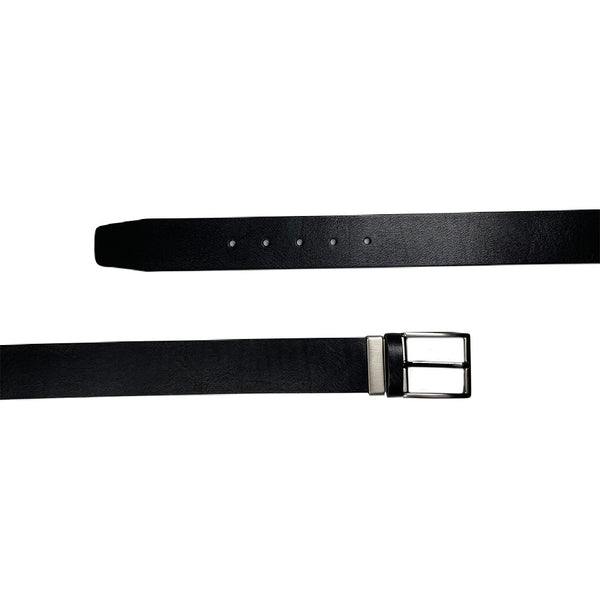 L&#8217;uomo Plain Black Slim Leather Belt 1