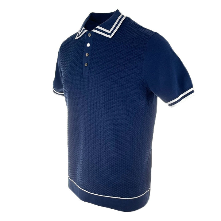 L&#8217;uomo S:S Polo with Square Weave Pattern 1
