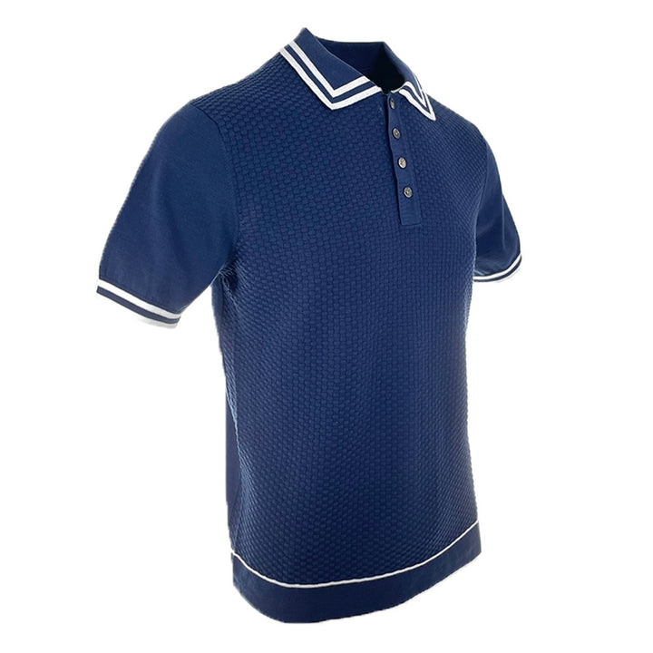 L&#8217;uomo S:S Polo with Square Weave Pattern 2