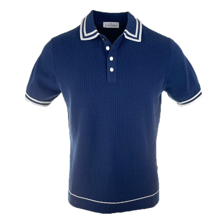 L&#8217;uomo S:S Polo with Square Weave Pattern 3