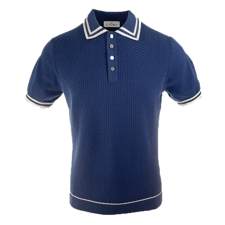 L&#8217;uomo S:S Polo with Square Weave Pattern 4