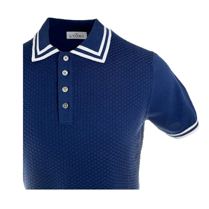 L&#8217;uomo S:S Polo with Square Weave Pattern 5