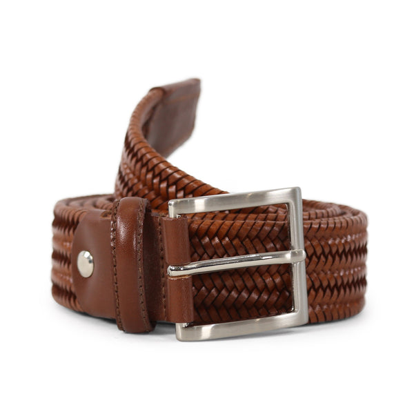 L&#8217;uomo Tan Woven Leather Belt 1