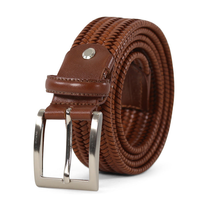 L&#8217;uomo Tan Woven Leather Belt 3