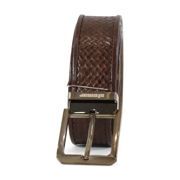 Stemar Brown Woven Leather Belt 2