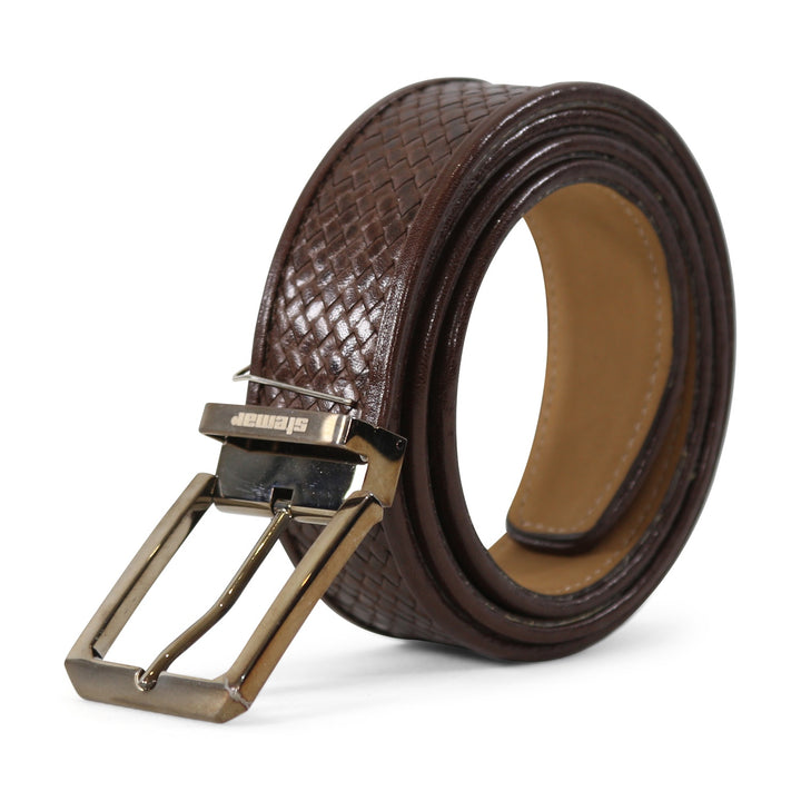 Stemar Brown Woven Leather Belt 3